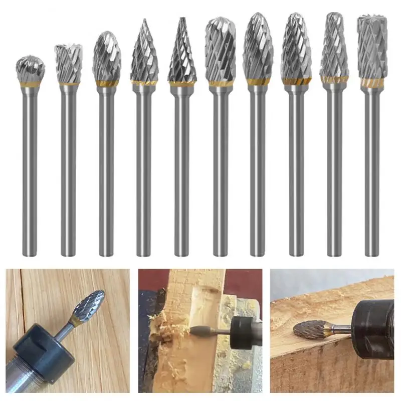 

10 шт. новые аксессуары для ЧПУ Фрезерный резак из карбида вольфрама вращающийся напильник деревообрабатывающий Фрезерный резак полироваль...