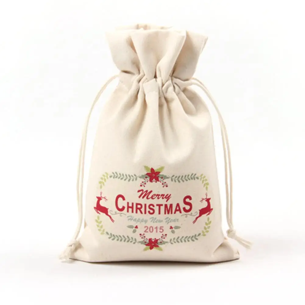 C 1 шт. Рождественский мешок 16 см X 23,5 см Холст Drawstring конфеты мешок счастливого Нового года детей рождественские подарочные сумки - Цвет: C