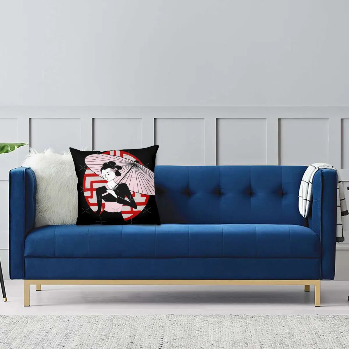 Чехол для подушки Geisha с изображением зонтика в винтажном стиле | Дом и сад