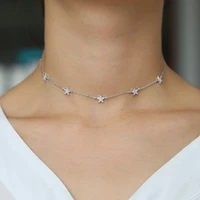 2022 shiny simple 925 sterling silver stars link chain goldsilver color chock jewelry for women wedding gift