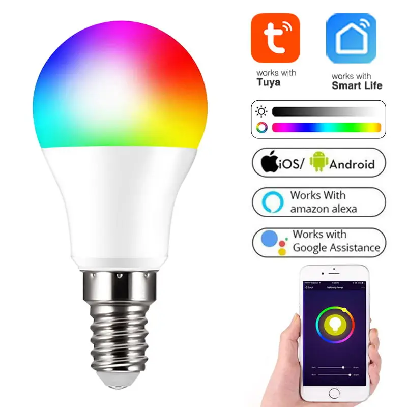 

Светодиодная лампочка Tuya, разноцветные умные светильник почки 6 Вт, E14, VV6, сотовый телефон, Wi-Fi, голосовое управление, RGB, энергосберегающее уп...