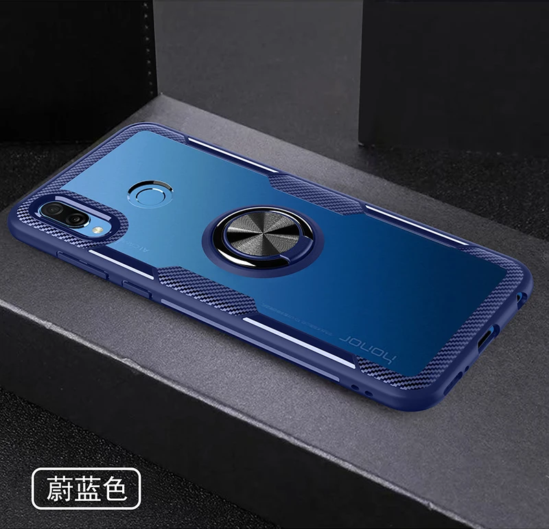 Чехол для huawei honor 20, чехол для honor 20 Pro с магнитной опорой, кольцевой чехол для honor 10, 10 lite, honor play, прозрачный чехол - Цвет: blue
