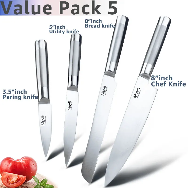 Value Pack 5 Набор ножей из нержавеющей стали, японский 7CR17 440C, высокоуглеродистая Нержавеющая сталь, нож для нарезки хлеба, нож для шеф-повара - Цвет: Value Pack 5