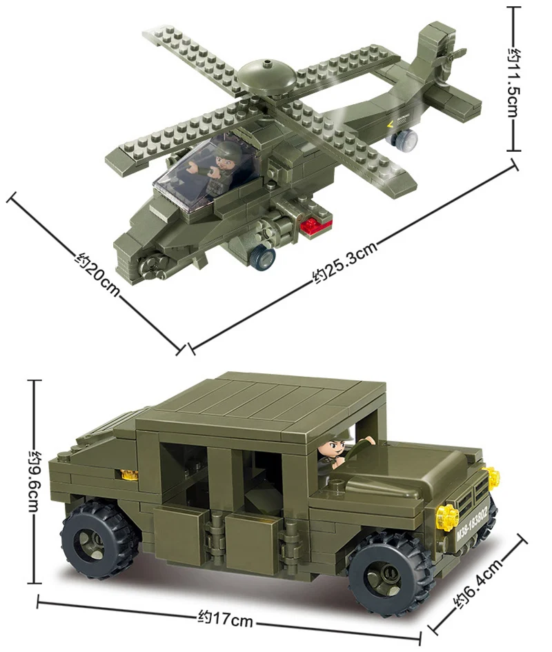 

Sluban compatible Military Tank world war 2 Army figures Series Set troops Building Blocks Bricks Helicopter Model Toys