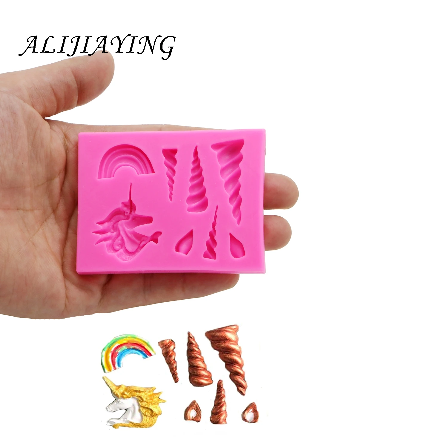 

DIY Rainbow unicorn Fondant Sugarcraft Silicone Mold Cake Decoration Tools Baking Safe-resin clay chocolate Molds D1420