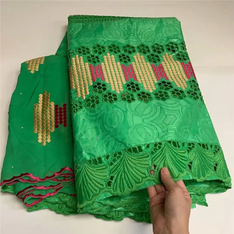 

African Bazin Riche Fabric Wiith Stones Cotton Embroidery Lace Fabric High Quality French Swiss voile Lace For Wedding Party