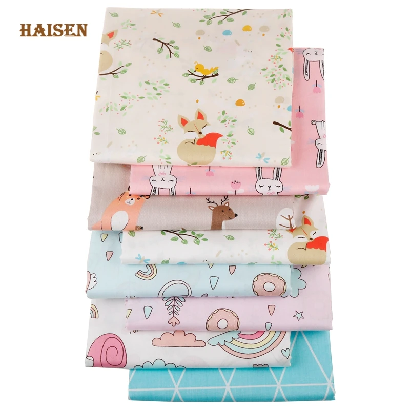 Haisen 8 узоров 100% хлопок саржевая ткань с принтом пэчворк мультяшная лиса серия для