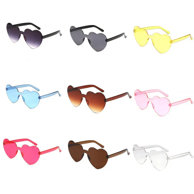 

Women New Fashion Cat Eye Vintage Sun Glasses Solid Color Female Decorative Glasses Retro Trendy Love Heart Sunglasses