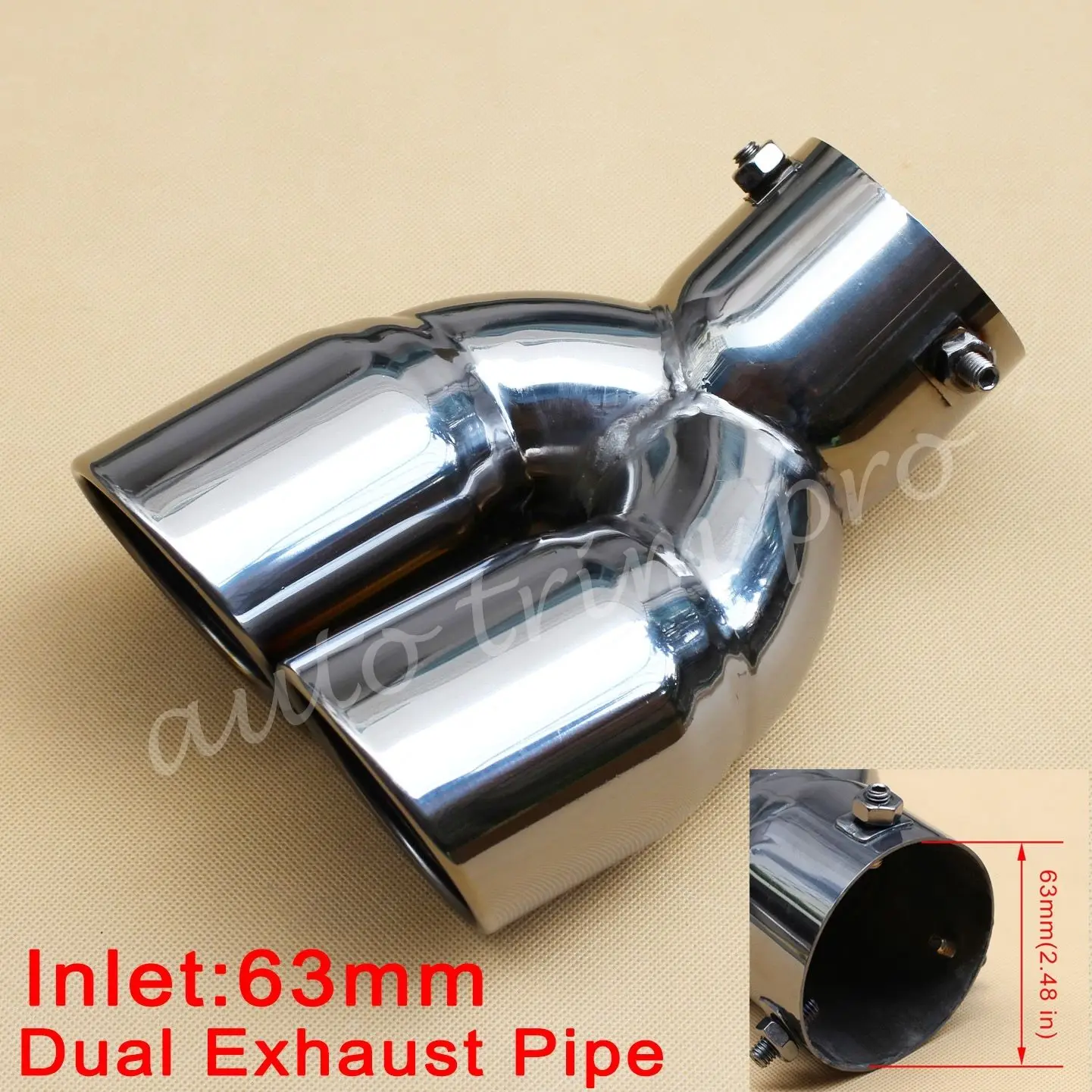 Универсальный 63 мм 2 5 &quotна входе заднего выхлопного хвоста автомобиля глушитель
