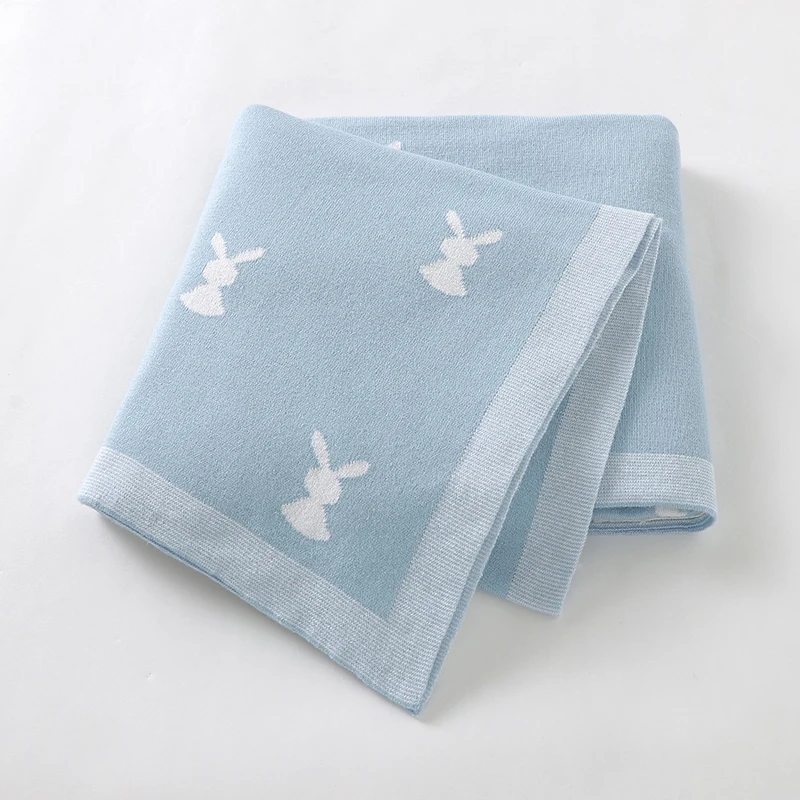 Хлопковое трикотажное одеяло для новорожденных покрывало сна на кроватку 100*80 см