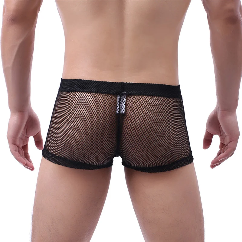 Женские сексуальные сетчатые мужские трусы ажурные боксеры прозрачное