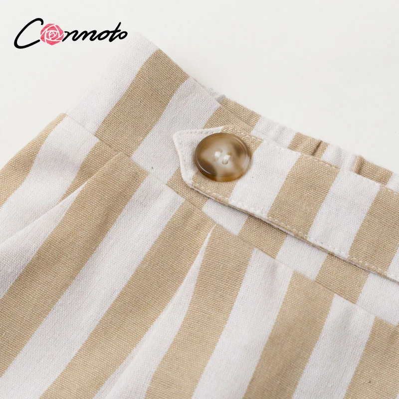 Conmoto полосатые летние 2020 повседневные женские брюки бохо пляжные с высокой