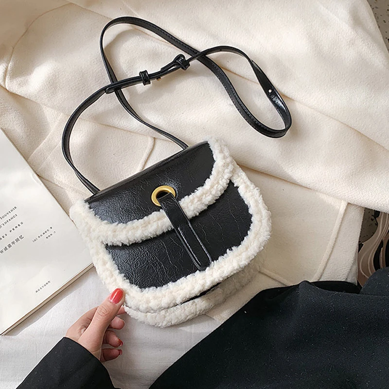 Женские сумки через плечо из искусственной кожи с искусственным мехом 2019 зимняя