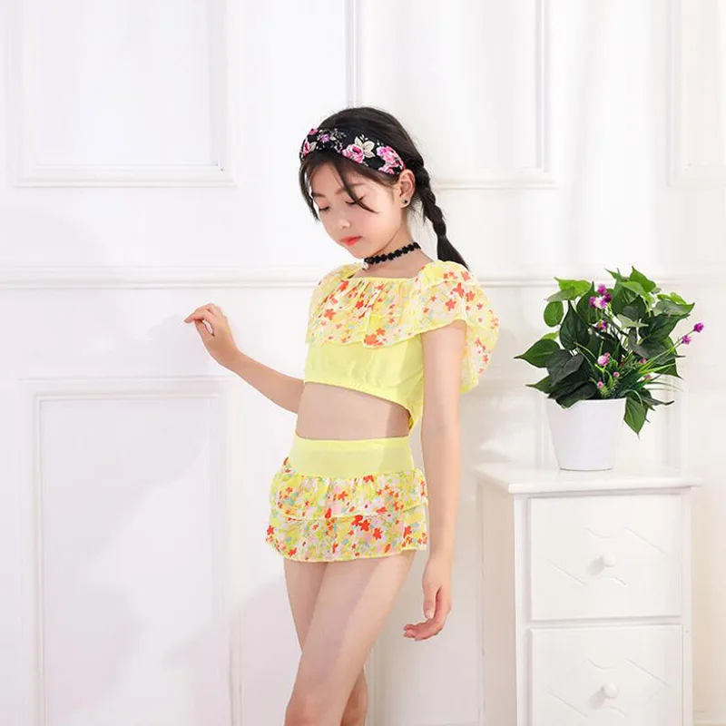Купальный костюм Русалочки для маленьких девочек Купальник с оборками и принтом
