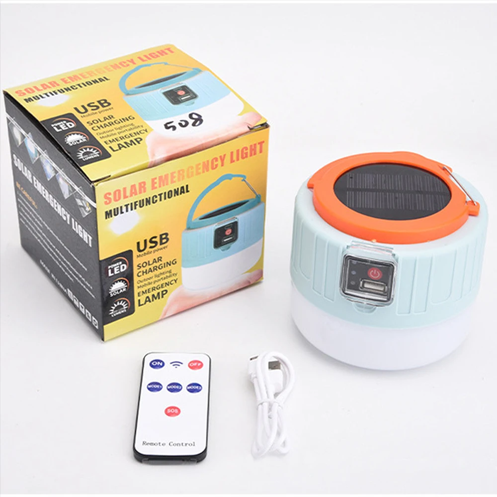 

Solar outdoor camping light, energy-saving solar light, emergency lighting LED light, strong light can charge mobile phones.