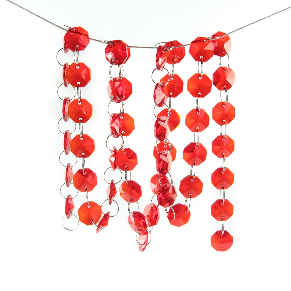 

1/5/50 Meters Red Crystal Glass Strands For Wedding Curtain Garlands Chains Home Decoration
