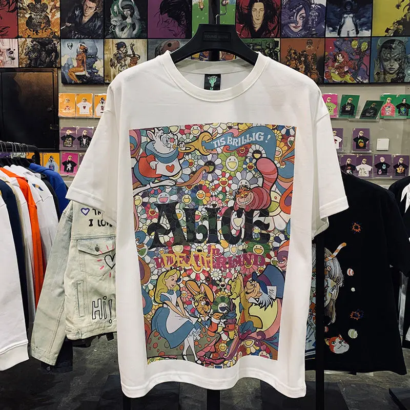 

Summer New Men's Super Fire Anime Collection Printing T-shirt Trend Street Loose Round Neck Men's Short Sleeves HOT
