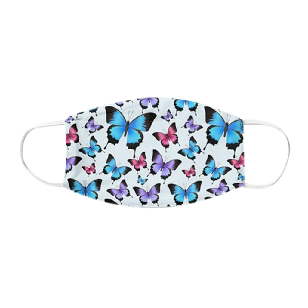 

Adult Unisex Cotton Washable Mask Butterfly Printed Face Mask Mouth Cap PM2.5 Earloop Protective Mouth Mask Reuseable mascarilla