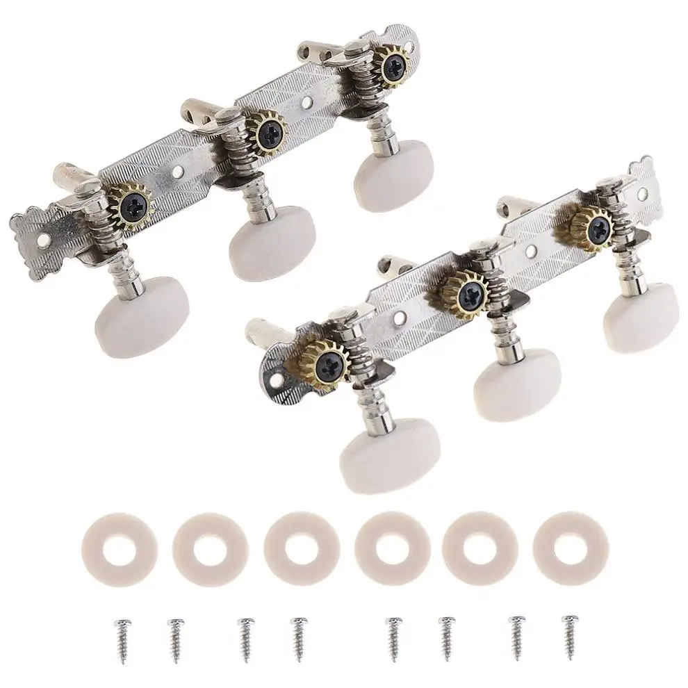 

Guitar Tuning Pegs 1pair Metal Classical Folk Guitar Tuning Pegs with White Plastic Buttons Machine Heads Guitar Parts