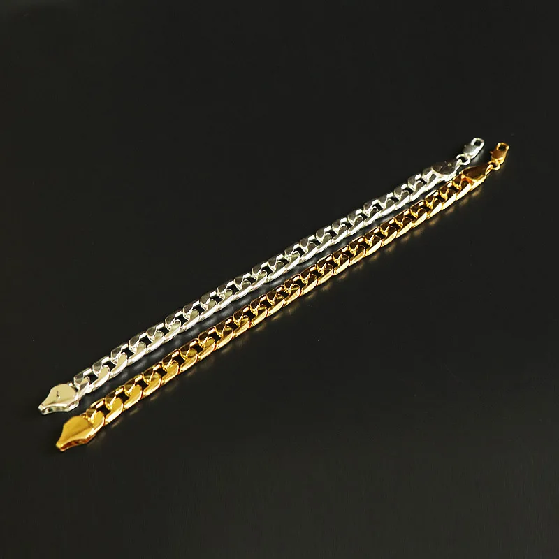 Мужской браслет с кубинскими звеньями Золотой/Серебряный цвет медный мужской s Wo