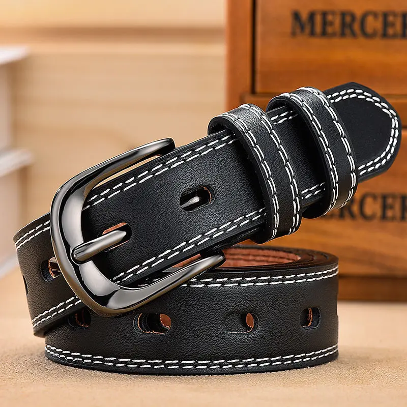 Genuine leather belts for women Fashion Pin buckle woman belt High quality second layer cow skin strap female width