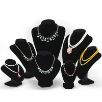 6 option black velvet series jewelry organizer holder wooden jewellery necklace stand pendants storage showcase