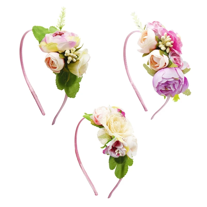 

3 Pcs/Set Simulation Flower Headband Children Girls Floral Hair Hoop Hairband Headdress Headwear Decorations Hair DXAD