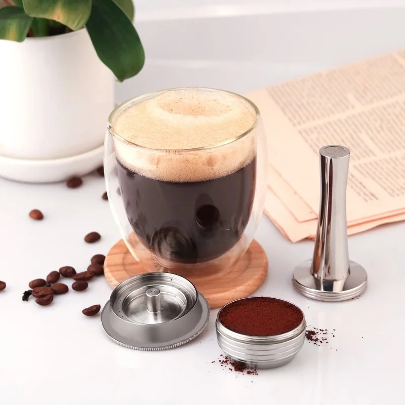

230ml Refillable Coffee Capsule Eco-Friendly Stainless Steel Capsules Pod For Vertuoline Machine Delonghi ENV150/ Plus GCA1