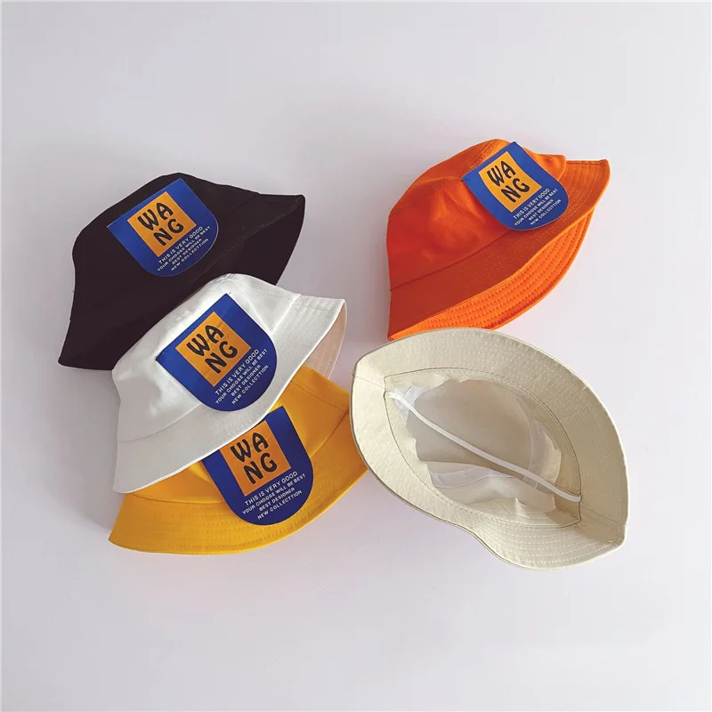 

Spring Summer Baby Hats Letter Label Beach Caps Cotton Kids Boys Girls Sun Hats Autumn Fisherman Hat