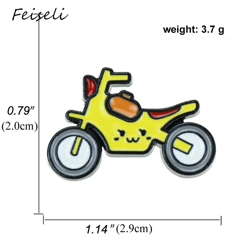 Feiseli милый мультфильм эмаль Электрический мотоцикл брошь для женщин детская