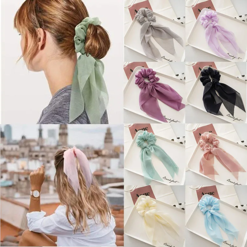 2021 модная шифоновая повязка на голову заколка для конского хвоста волос с бантом