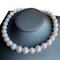 11 12 13 15mm big pearl necklace 100natural freshwater pearl jewelry 925 sterling silver for women fashion gift