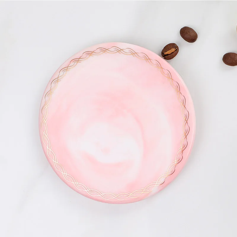 Creative marbled ceramic cup holder insulation placemat coaster Nordic mug saucer candle tray | Дом и сад