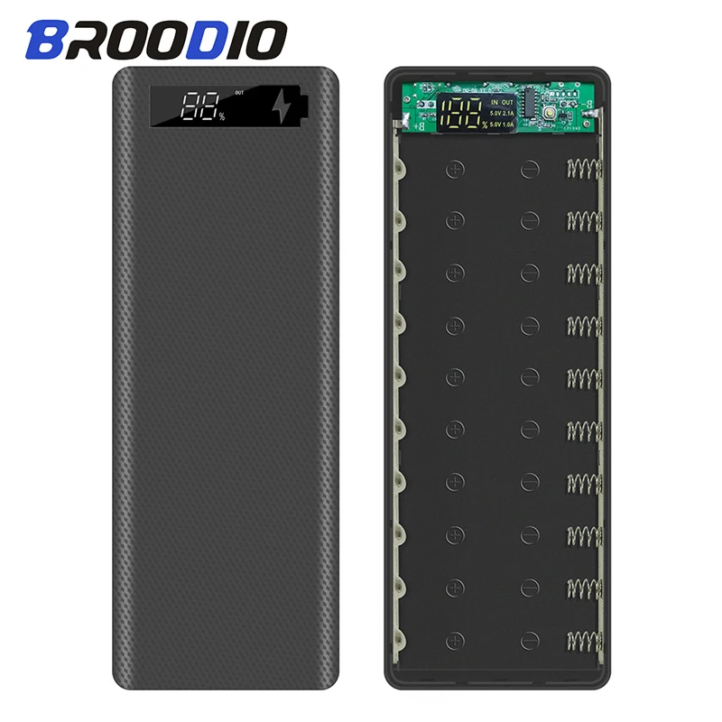 10*18650 чехол для внешнего аккумулятора Dual USB мобильный телефон быстрое зарядное