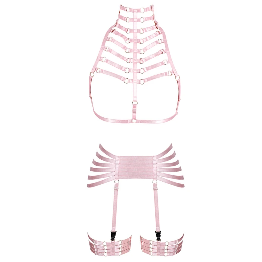 Комплект нижнего белья с бюстгальтером розовый топ открытая талия пояс для