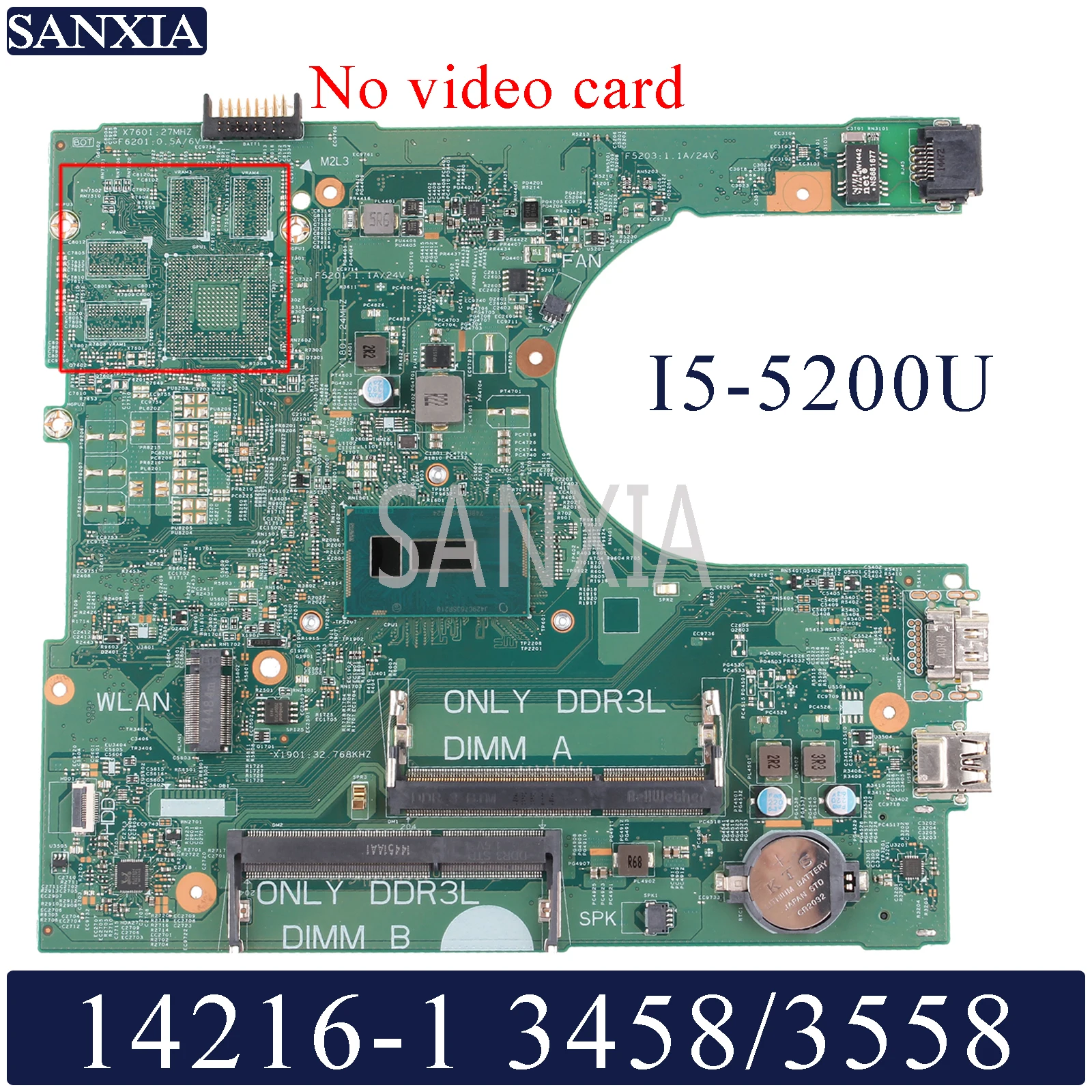 

KEFU 14216-1 Laptop motherboard for Dell Inspiron 3458 3558 original mainboard I5-5200U