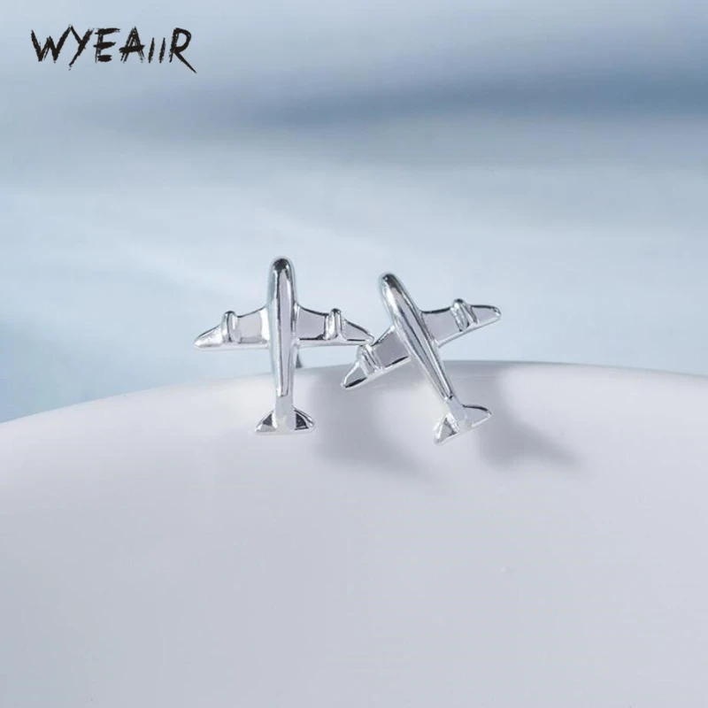 

WYEAIIR Exquisite Mini Plane Fresh Cute Romantic Simple Art Fashion 925 Sterling Silver Female Stud Earrings