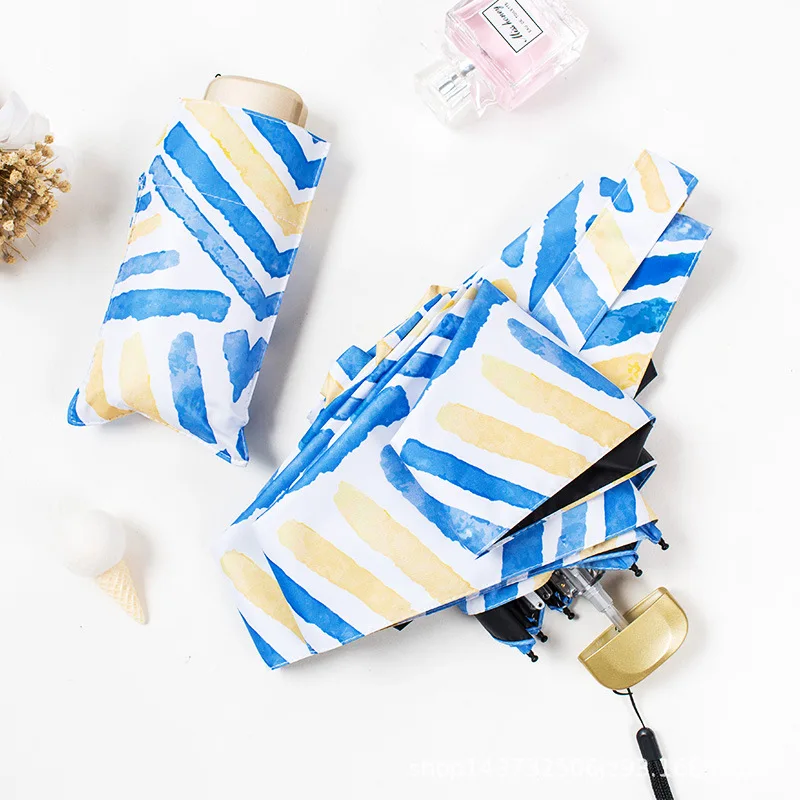 Economici Ombrello Piatto Mini Pioggia Donna Protezione UV Ombrellone Ragazze Ombrelli Antivento 6K Ombrello Portatile Da Viaggio Colorato