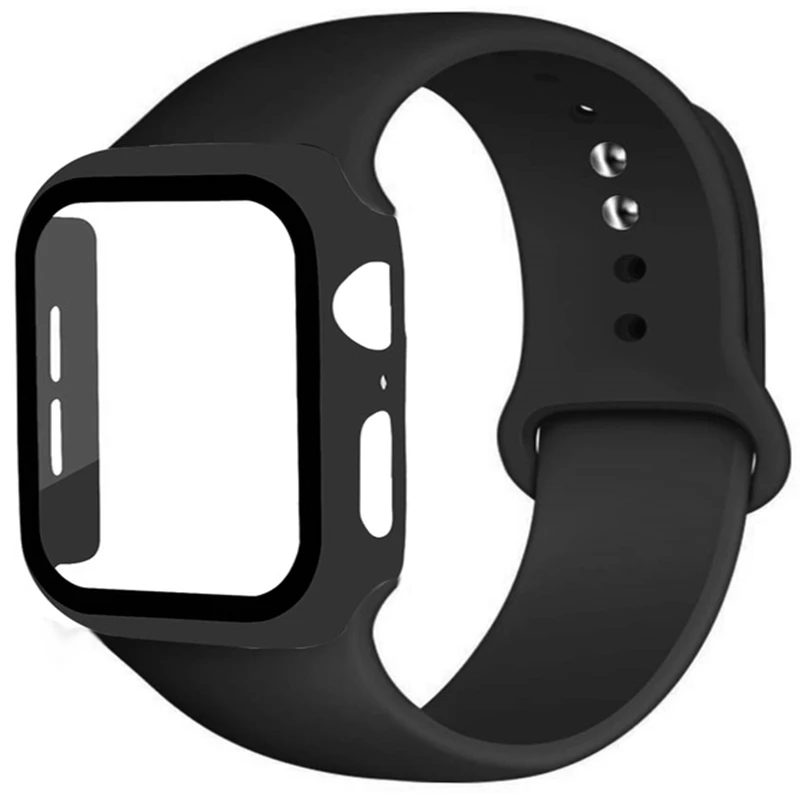 ML чехол и ремешок для Apple Watch 6 Band 44 мм 40 2 в 1 iwatch Силиконовый Браслет 5 4 3 38 42