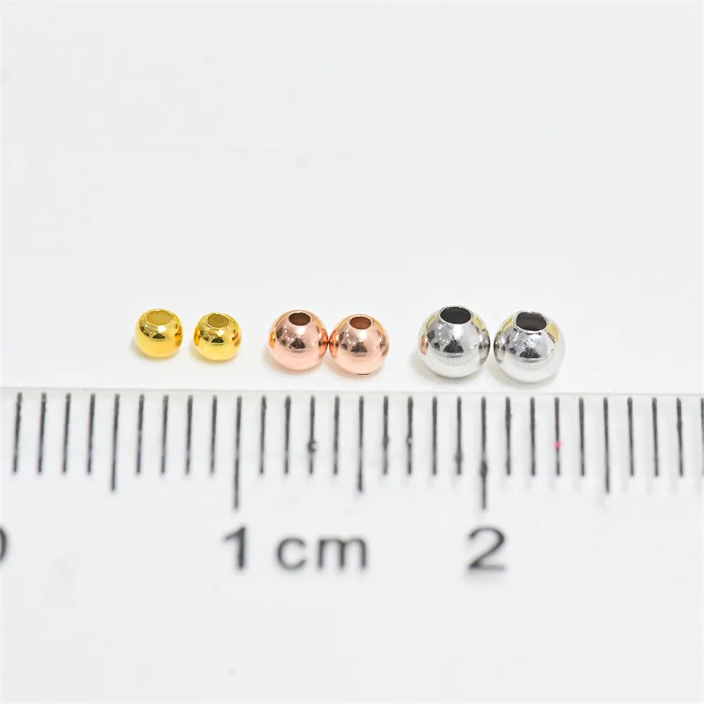 

100pcs 2mm 2.5mm 3mm S925 Sterling Silver Round Loose Spacer Beads For DIY Jewelry Necklace Bracelet Earring Making Findings