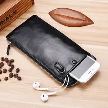 Mens long wallet mobile phone card bag youth zipper mens mobile phone bag ultra-thin wallet wallet