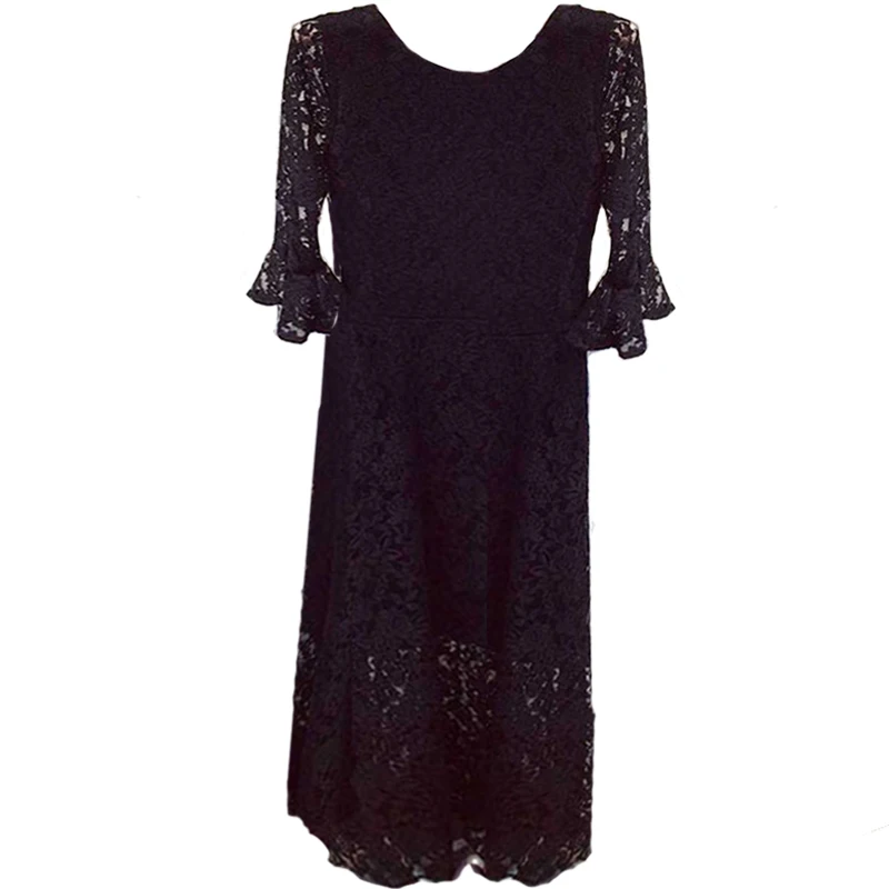 

Dress 2020 Summer New Long Dress Half Sleeve Large Size Lace A- line Dress Waist Slimming Temperament