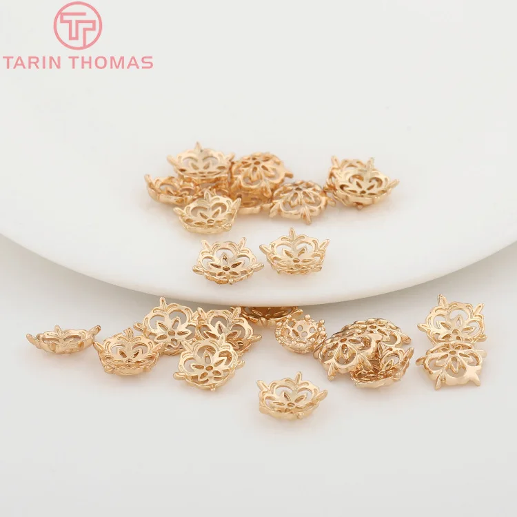 

10PCS 10MM 24K Champagne Gold Color Plated Brass Snowflake Beads Caps High Quality Diy Jewelry Accessories