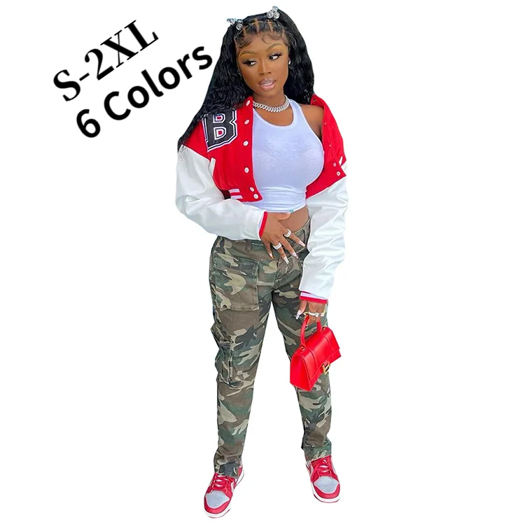 

2021 Fall & Winter Women's Women's Baseball Jacket Letter B Printing Net Red Fashion Casual Short Jacket Oversized Jacket S-2XL