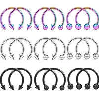 punk surgical stainless steel nose ring horseshoe hoop earrings cartilage clip lip ring hook body piercing jewelry nose rings