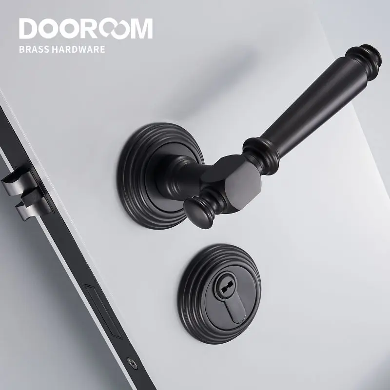 Dooroom латунный дверной замок набор современный черный Interiror спальня ванная