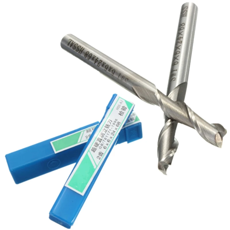 6mm 2 Flute HSS &amp Aluminium End Mill Cutter CNC Bit Extended Incisive Strong And Durable Hot Sale 6x6x24x68mm Milling | Инструменты