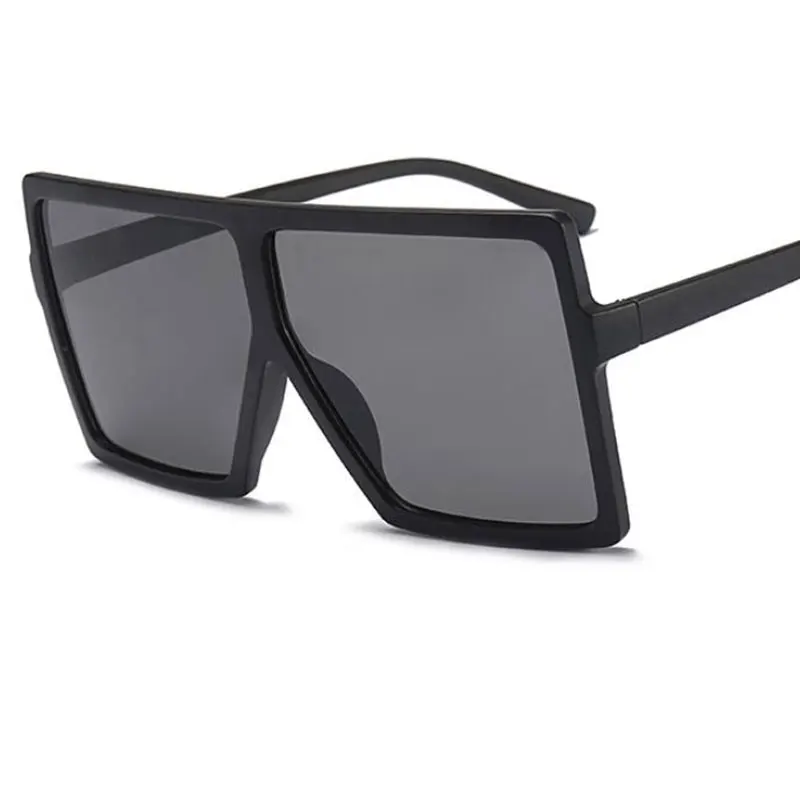 Big Black Sunglasses Women Men Fashion Brand Designer Glasses Flat Top Oversized Sun Retro Shades For Sexy UV400 | Аксессуары для
