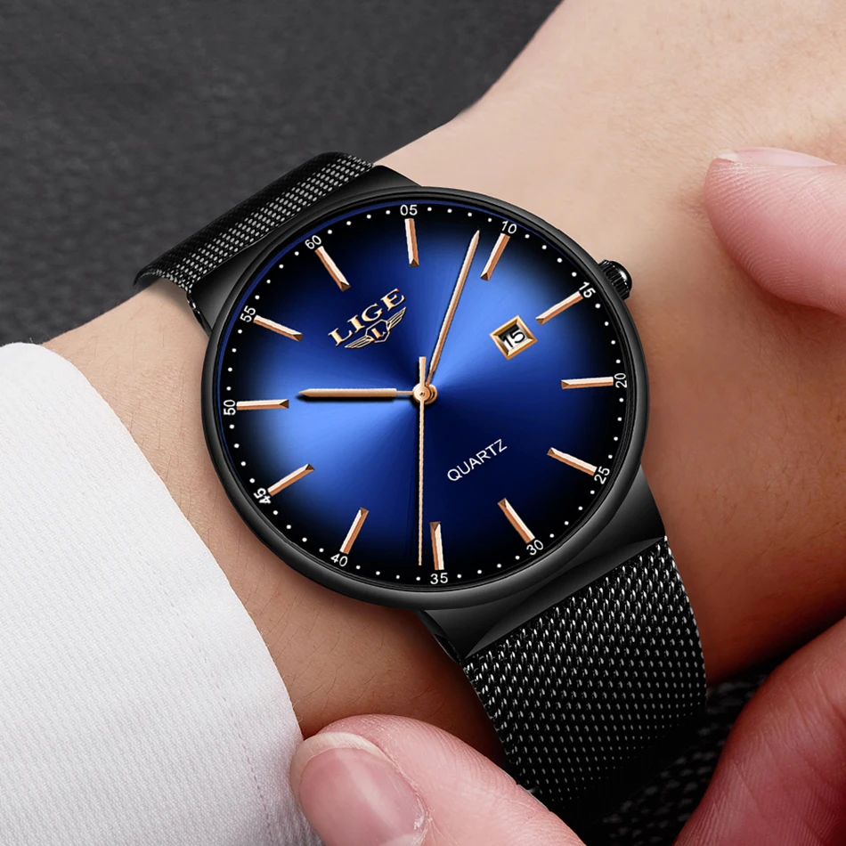 LIGE кварцевые часы женские и мужские лучший бренд роскошные известные модельные