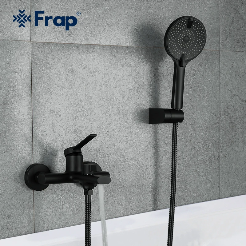 

Frap Matte Black Shower Faucet Wall Mounted Single Holder Dual Control Bathroom Taps Cold and Hot Water Mixers Crane F3267-6